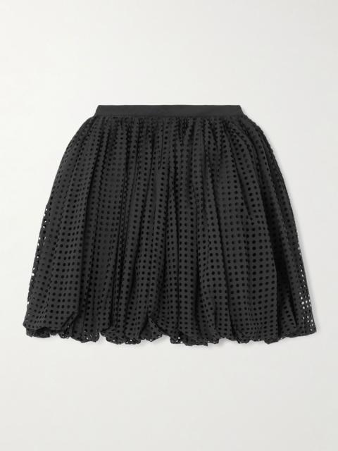 Alaïa Laser-cut cotton-blend mini skirt Black