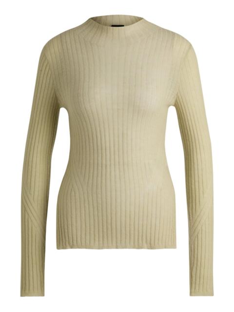 BOSS WOOL-BLEND SLIM-FIT SWEATER WITH SIDE SLITS