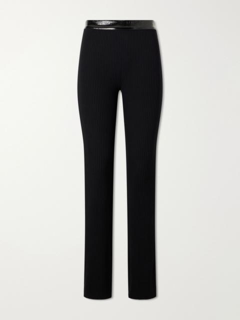 courrèges Ribbed flared vinyl pants Black