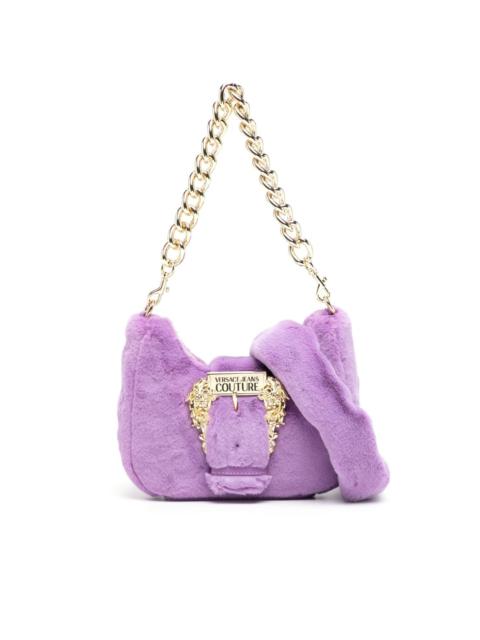 VERSACE JEANS COUTURE faux-fur engraved-logo shoulder bag