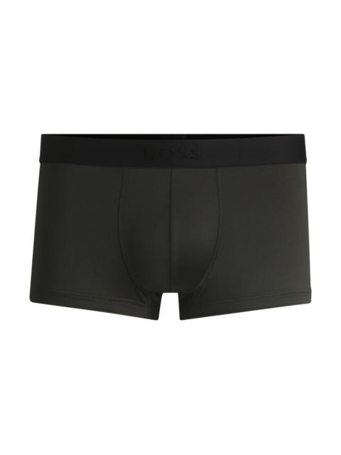 BOSS SHINY-PIQUÉ REGULAR-RISE TRUNKS WITH LOGO WAISTBAND