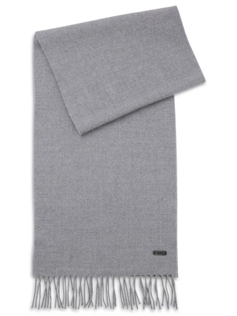 BOSS WOOL SCARF WITH LOGO LABEL AND TWISTED FRINGES