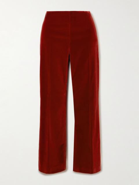 Etro Cotton-blend velvet flared pants Burgundy