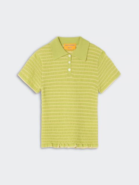 GUEST IN RESIDENCE Smocked Shrunken Polo
