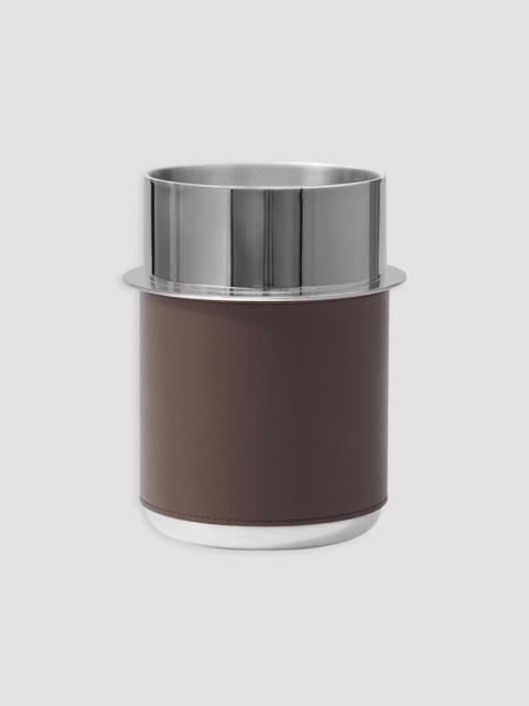 Brunello Cucinelli Silver Plated Steel and Leather Glacette - Cigar