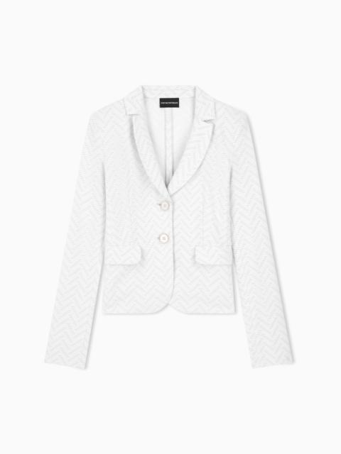 EMPORIO ARMANI SLIM-FIT BLAZER IN CHEVRON JACQUARD JERSEY WITH FLAP POCKETS