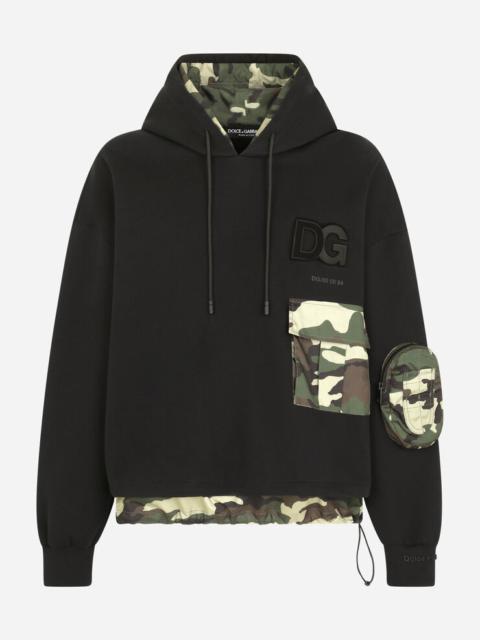 Hoodie with camouflage-print details