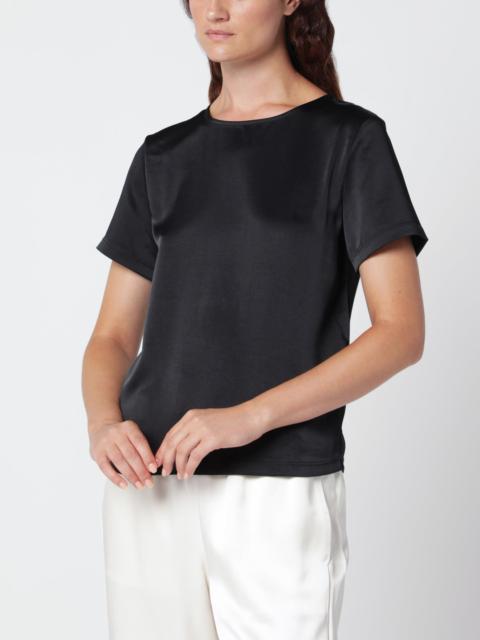 WEEKEND Max Mara Black satin crew neck T-shirt