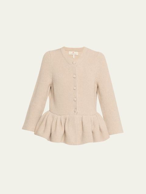 LIBEROWE Peplum Cashmere Knit Crewneck Cardigan
