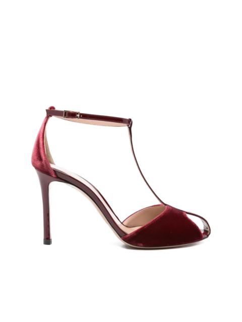 EMPORIO ARMANI 95mm velvet T-bar heeled pumps