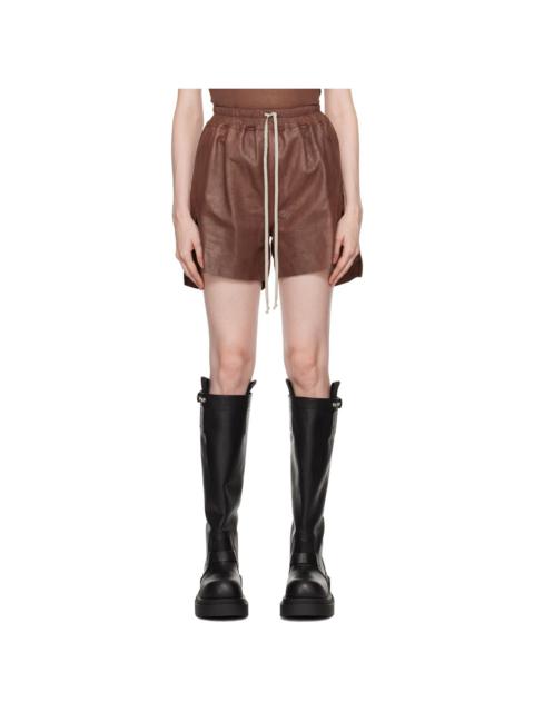 Rick Owens Brown Porterville Blister Leather Shorts