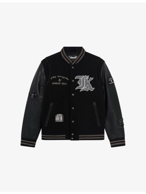 The Kooples The Kooples x Schott NYC Leather And Wool-Blend Varsity Jacket