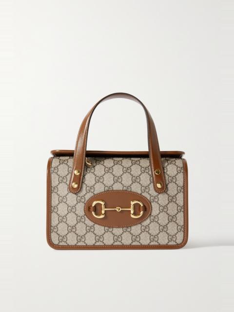GUCCI Horsebit 1955 mini leather-trimmed printed coated-canvas tote
