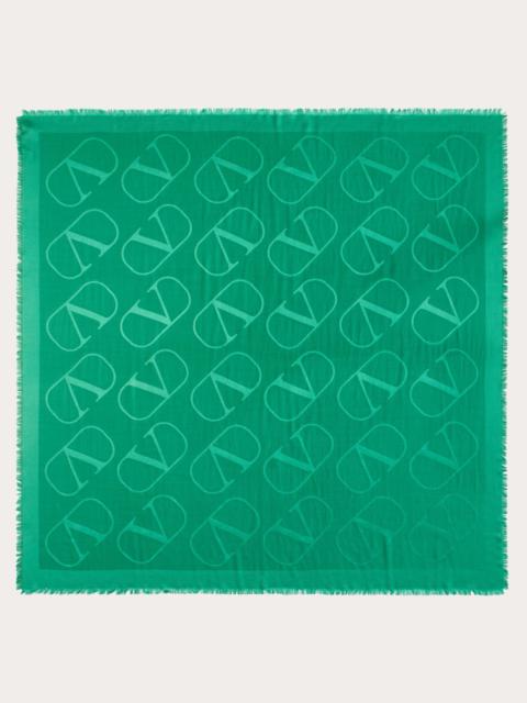 Valentino VLOGO SIGNATURE JACQUARD SHAWL IN SILK AND WOOL 140X140 CM