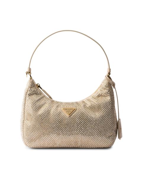 Prada Women's Re-Edition 2005 Crystal-Studded Satin Mini-Bag - Beige Khaki