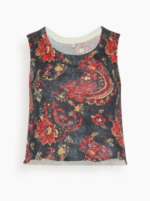 Printed Sweater Tank in Black Red Multicolor