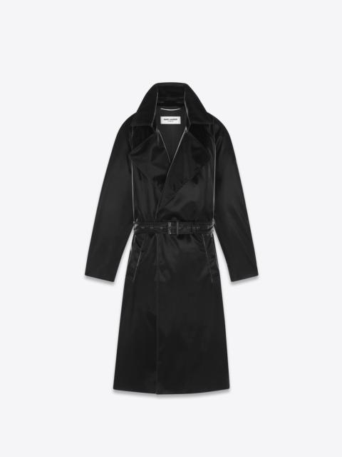 lacquered-effect belted coat
