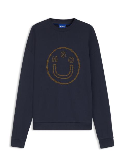 HUGO COTTON-TERRY SWEATSHIRT WITH HAPPY HUGO PRINT