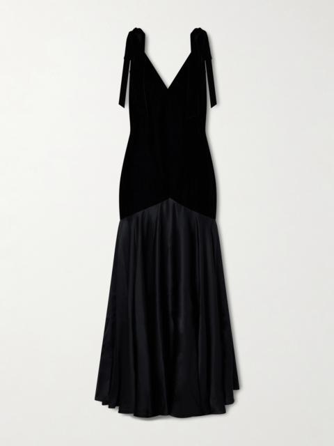 RODARTE Bow-detailed Velvet And Silk-satin Gown