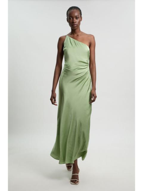 KAREN MILLEN Viscose Satin Asymmetric Detail Midi Dress