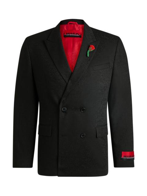 HUGO HUGO X LES BENJAMINS MODERN-FIT JACKET IN JACQUARD FABRIC