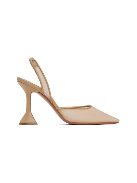 Amina Muaddi Beige Holli Mesh Sling 95 Heels