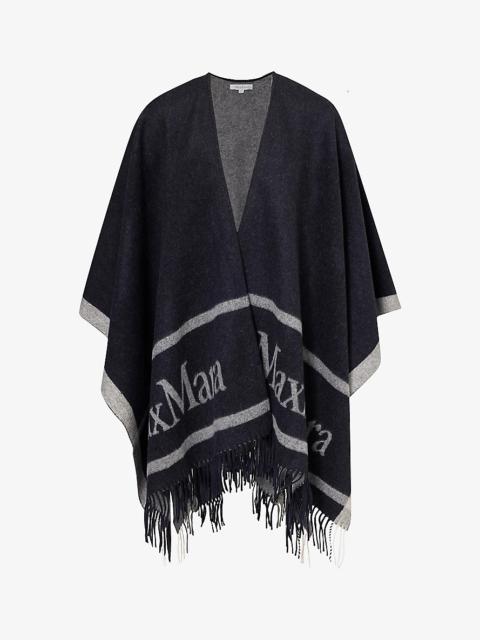 Max Mara Hilde branded relaxed-fit wool cape