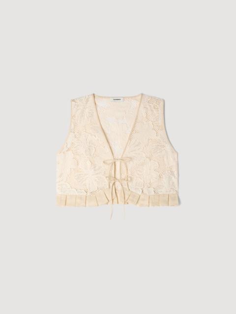 Sandro GUIPURE LACE CROP TOP