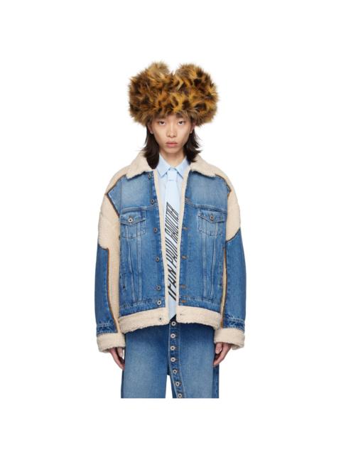 Jean Paul Gaultier Blue & Beige Petit Grand Denim Jacket