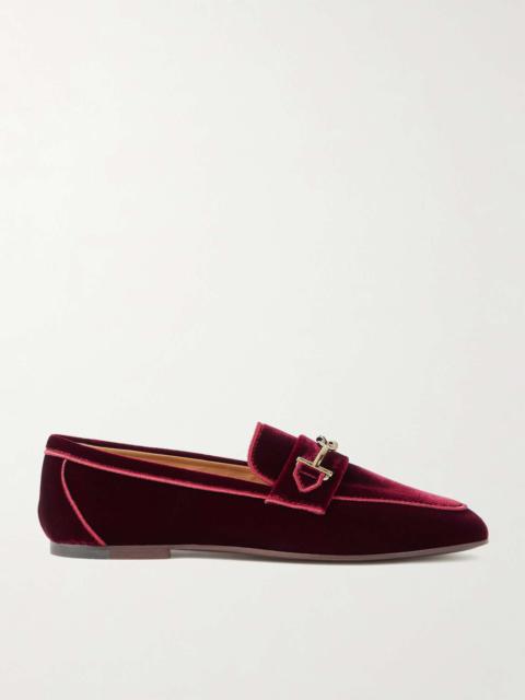 Embellished velvet loafers
