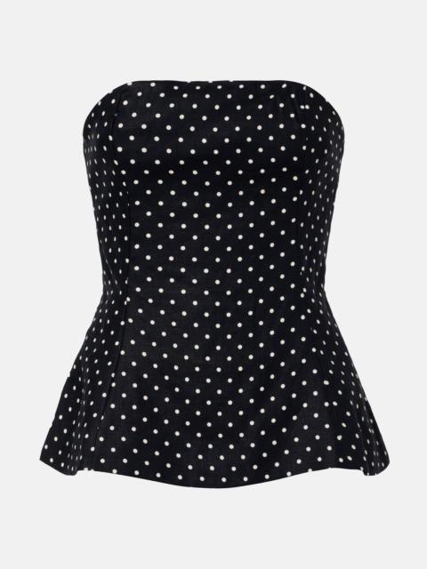 FAITHFULL Petro polka-dot peplum linen top