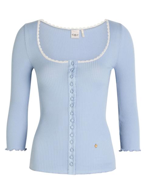 Chloé Chloe Ribbed-knit Cotton Cardigan