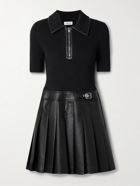 SIMKHAI Linnie Ribbed-knit And Pleated Mini Dress