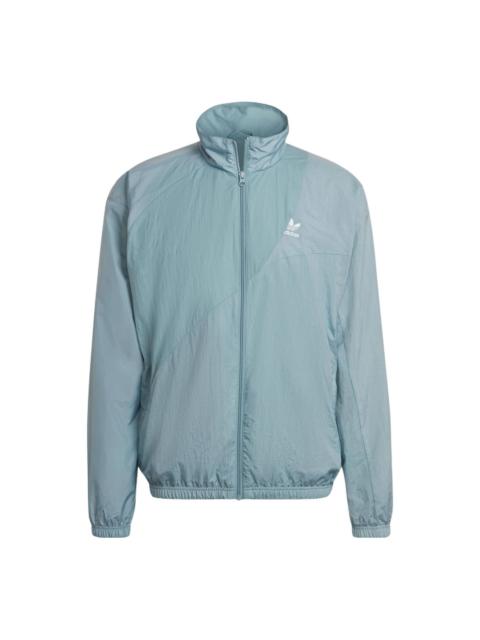 adidas originals Sports Splicing Solid Color Stand Collar Jacket Light Blue HC4511