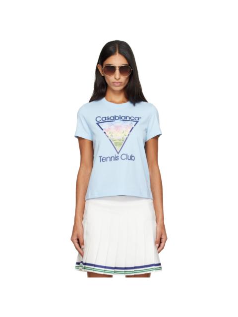 CASABLANCA Blue 'Tennis Club' Icon Pyramid Abduction Fitted T‑shirt