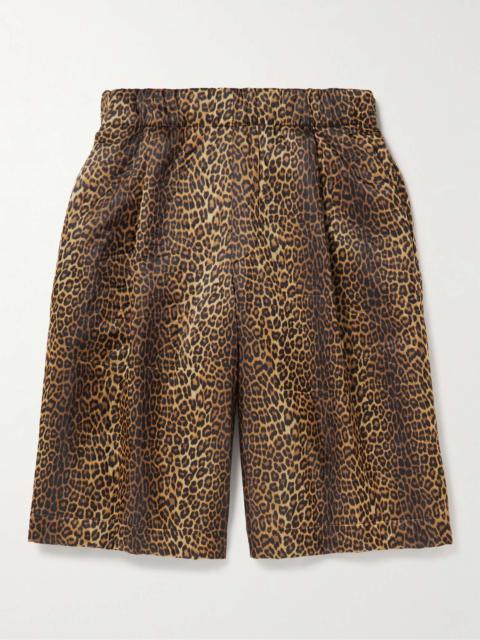 Dries Van Noten Wide-Leg Leopard-Print Shell Shorts