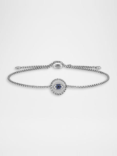 DAVID YURMAN Cable Collectibles Evil Eye Bracelet with Diamonds and Sapphire in Silver, 11mm