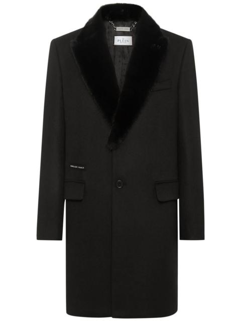 PHILIPP PLEIN faux-fur trim single-breasted coat