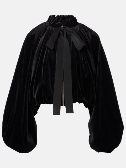 PATOU Bow-detail cotton-blend velvet jacket