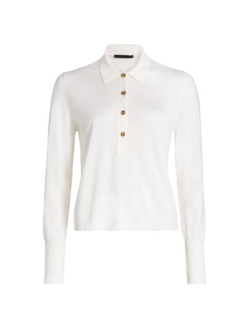 Jenni Kayne Women's Grayson Wool Knit Polo Top - Ivory