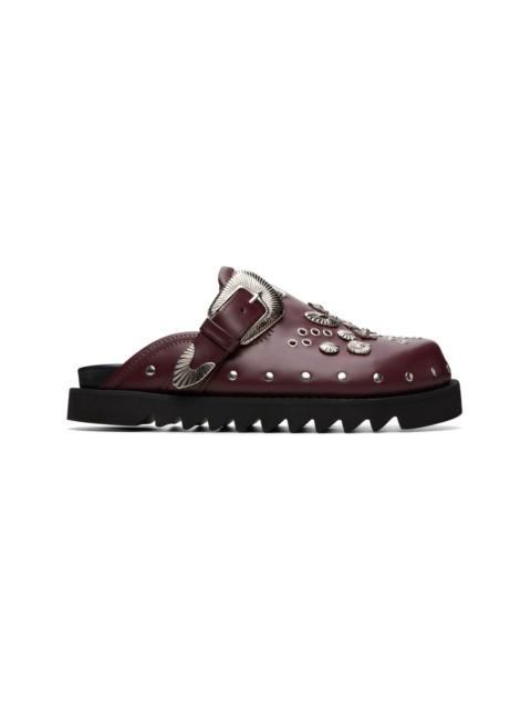 TOGA VIRILIS SSENSE Exclusive Burgundy Eyelet Metal Sabot Slip-on Loafers