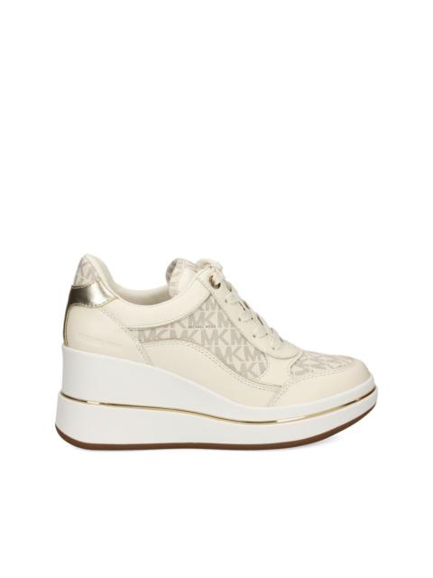 MICHAEL KORS monogram-pattern wedge sneakers