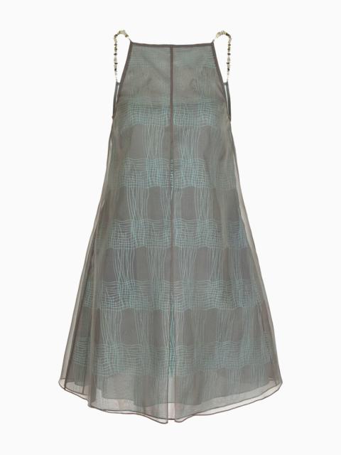 EMPORIO ARMANI Flared dress in check-embroidered organza