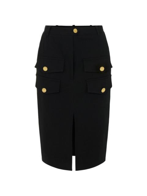 ELISABETTA FRANCHI flaps metal buttons midi skirt