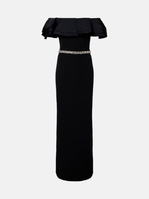 Safiyaa Ryan crystal-embellished ruffled crêpe gown