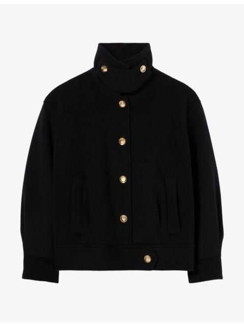Claudie Pierlot High-Neck Relaxed-Fit Wool-Blend Coat