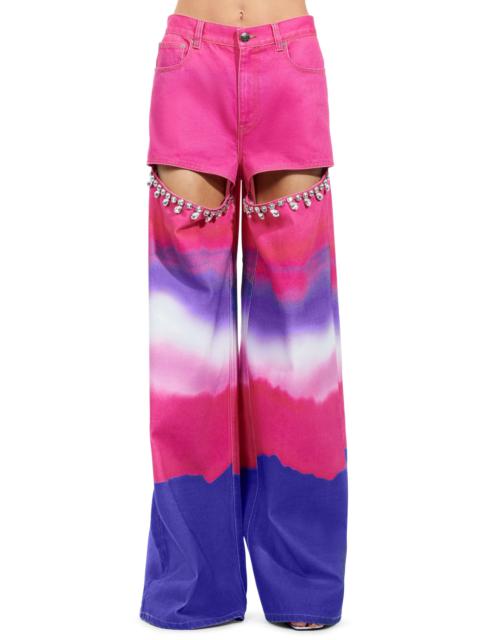 AREA WIDE LEG CRYSTAL SLIT OMBRE JEAN