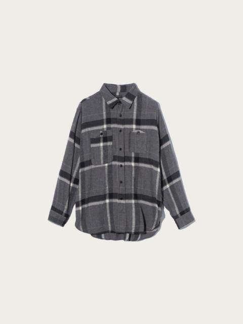 Engineered Garments Work Shirt - Grey/Black Cotton Brushed Big Plaid