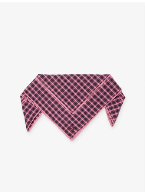 DAMSON MADDER. Gingham Embroidered Cotton Headscarf