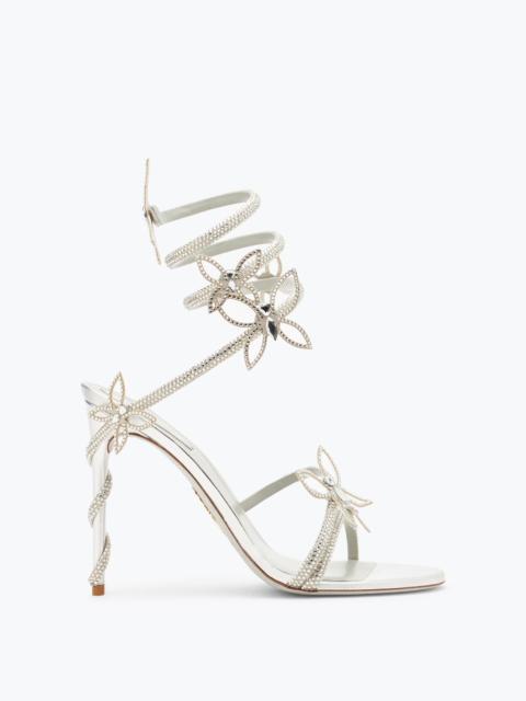 RENE CAOVILLA Margot Mirrored Gray Sandal With Butterflies 105